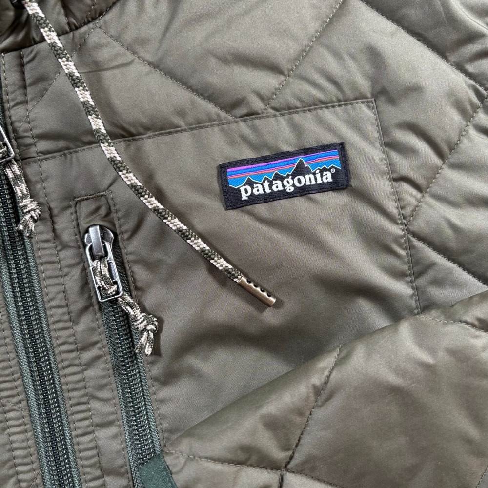 Patagonia Bomber Hoody Womens Small Basin Green Diamond Quilted Full Zip Jacket - Picture 4 of 8